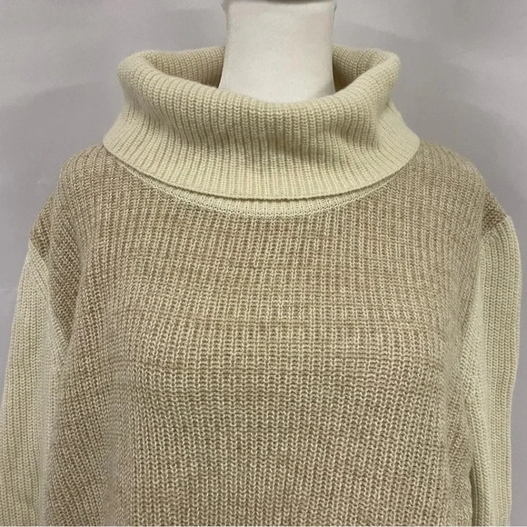 Barbour Two Tone Beige Cream Turtleneck Sweater Oversized US 12 - Picture 2 of 8